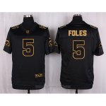Camiseta Los Angeles Rams Foles Negro Nike Elite Pro Line Gold NFL Hombre
