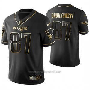 Camiseta NFL Limited Hombre New England Patriots Rob Gronkowski Golden Edition Negro