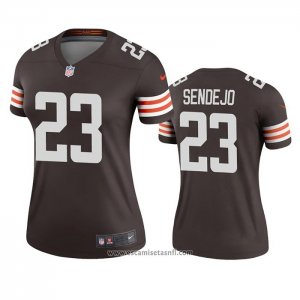Camiseta NFL Legend Mujer Cleveland Browns Andrew Sendejo Marron