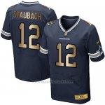 Camiseta Dallas Cowboys Staubach Profundo Azul Nike Gold Elite NFL Hombre