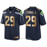 Camiseta Seattle Seahawks Thomas Profundo Azul Nike Gold Game NFL Hombre