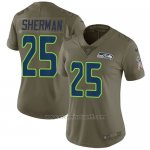 Camiseta NFL Limited Mujer Seattle Seahawks 25 Richard Sherman Verde Stitched 2017 Salute To Service
