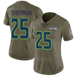 Camiseta NFL Limited Mujer Seattle Seahawks 25 Richard Sherman Verde Stitched 2017 Salute To Service
