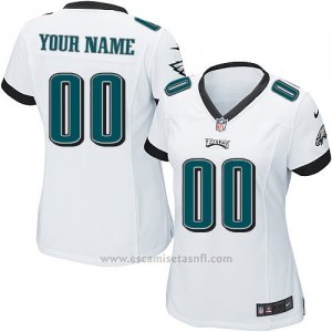 Camisetas NFL Replica Mujer Philadelphia Eagles Personalizada Blanco