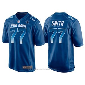 Camiseta NFL Hombre Dallas Cowboys 77 Tyron Smith Azul NFC 2018 Pro Bowl