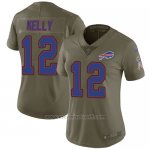 Camiseta NFL Limited Mujer Buffalo Bills 12 Jim Kelly Verde Stitched 2017 Salute To Service