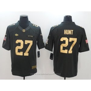 Camiseta NFL Limited Gold Hombre Kansas City Chiefs 27 Hunt Anthracite Negro