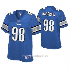 Camiseta NFL Limited Mujer Detroit Lions Damon Harrison Azul Historic Logo