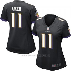 Camiseta Baltimore Ravens Aiken Negro Nike Game NFL Mujer