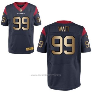Camiseta Houston Texans Watt Profundo Azul Nike Gold Elite NFL Hombre