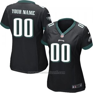 Camisetas NFL Replica Mujer Philadelphia Eagles Personalizada Negro