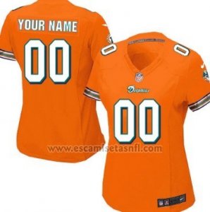 Camisetas NFL Mujer Miami Dolphins Personalizada Naranja