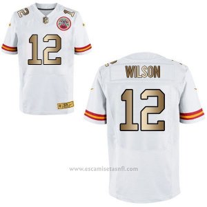 Camiseta Kansas City Chiefs Wilson Blanco Nike Gold Elite NFL Hombre