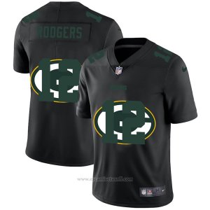 Camiseta NFL Limited Green Bay Packers Rodgers Logo Dual Overlap Negro