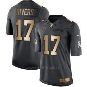 Camiseta San Diego Chargers Rivers Negro 2016 Nike Gold Anthracite Salute To Service NFL Hombre