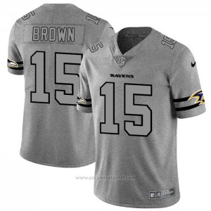 Camiseta NFL Limited Baltimore Ravens Brown Team Logo Gridiron Gris