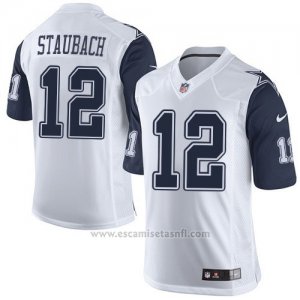Camiseta Dallas Cowboys Staubach Blanco y Profundo Azul Nike Elite NFL Hombre