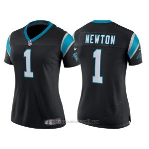 Camiseta NFL Limited Mujer Carolina Panthers 1 Cam Newton Negro
