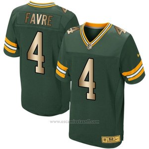 Camiseta Green Bay Packers Favre Verde Nike Gold Elite NFL Hombre