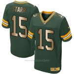 Camiseta Green Bay Packers Starr Verde Nike Gold Elite NFL Hombre