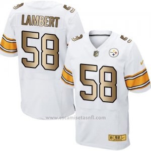 Camiseta Pittsburgh Steelers Lambert Blanco Nike Gold Elite NFL Hombre