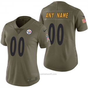 Camiseta NFL Limited Mujer Pittsburgh Steelers Personalizada 2017 Salute To Service Verde