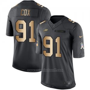 Camiseta Philadelphia Eagles Cox Negro 2016 Nike Gold Anthracite Salute To Service NFL Hombre