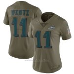 Camiseta NFL Limited Mujer Philadelphia Eagles 11 Wentz 2017 Salute To Service Verde