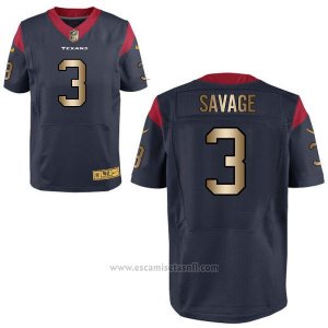 Camiseta Houston Texans Savage Profundo Azul Nike Gold Elite NFL Hombre