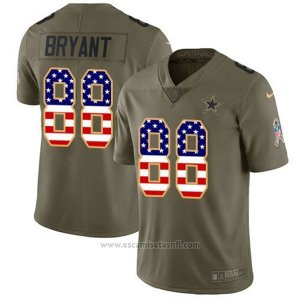 Camiseta NFL Limited Mujer Dallas Cowboys 88 Dez Bryant Verde USA Flag Stitched 2017 Salute To Service