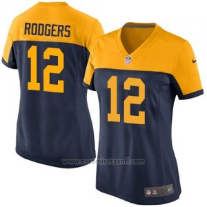 Camiseta Green Bay Packers Rodgers Negro Amarillo Nike Game NFL Mujer2