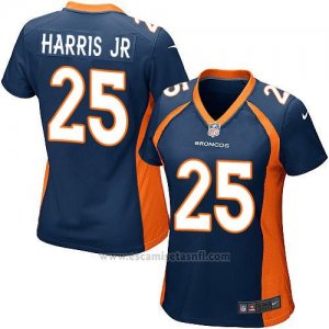 Camiseta Denver Broncos Harris Jr Azul Oscuro Nike Game NFL Mujer