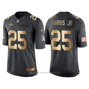 Camiseta Denver Broncos Harris Jr Negro 2016 Nike Gold Anthracite Salute To Service NFL Hombre
