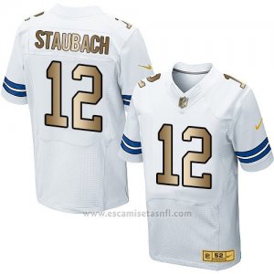 Camiseta Dallas Cowboys Staubach Blanco Nike Gold Elite NFL Hombre