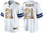 Camiseta Dallas Cowboys Elliott Blanco Nike Gold Game NFL Hombre