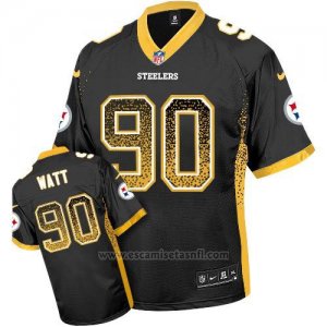 Camiseta NFL Limited Hombre Pittsburgh Steelers 90 T. J. Watt Negro Stitched Drift Fashion